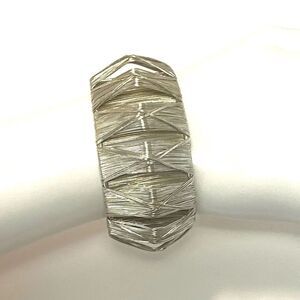Silver tone wire wrap cuff bracelet